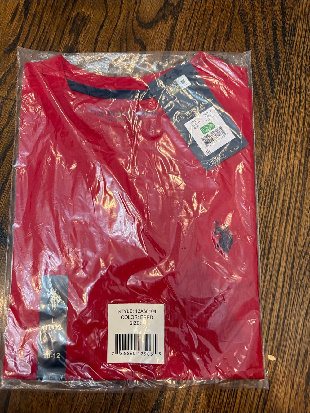 U.S. Polo Assn. Men's Red Short Sleeve Crew Neck Tee with Embroidered Logo
